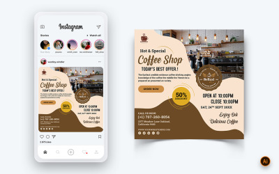 Coffee Shop Social Media Instagram Post Design Template-08