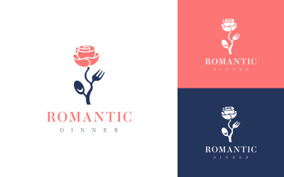 Concept de vecteur de conception d&amp;#39;icône de logo gratuit de dîner romantique