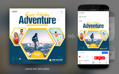 Dream Travel Adventure Urlaub und Touren Social Media Instagram Post Design Template