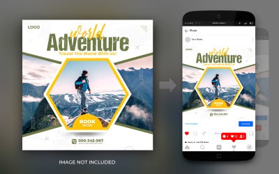 冒险旅行梦想假期假期和旅游社交媒体 Instagram 和 Facebook 帖子模板