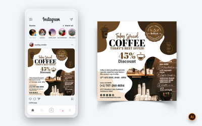 Modèle de conception de publication Instagram de médias sociaux de café-06
