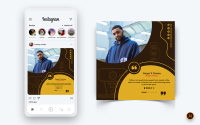Modèle de conception de publication Instagram de médias sociaux de café-10