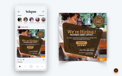 Modèle de conception de publication Instagram de médias sociaux de café-17
