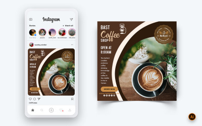Modèle de conception de publication Instagram de médias sociaux de café-18