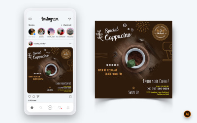 Modèle de conception de publication Instagram de médias sociaux de café-20