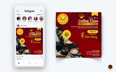 Modèle de conception de publication Instagram de médias sociaux de café-21