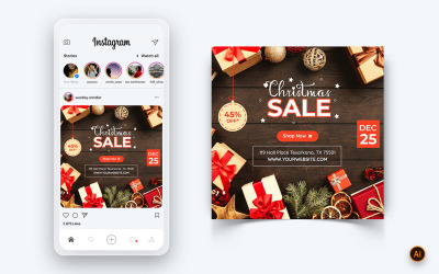 Різдвяна пропозиція, продаж, святкування, дизайн публікації в соціальних мережах-02