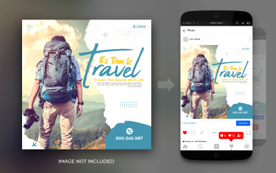 Time To Travel Dream Destination Instagram e Facebook Post Square Flyer Design Template
