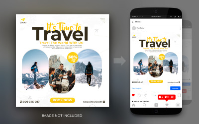 Utazási túrák Dream Destination Instagram és Facebook Social Media Post Square szórólap tervezősablon