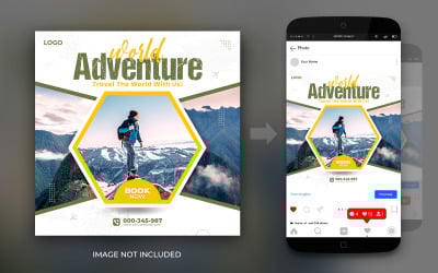 Viajes de aventura Vacaciones de ensueño Vacaciones y recorridos Redes sociales Plantilla de publicación de Instagram y Facebook