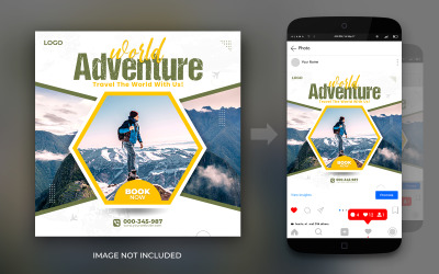 Voyage d&amp;#39;aventure Vacances de rêve Vacances et circuits Médias sociaux Modèle de publication Instagram et Facebook