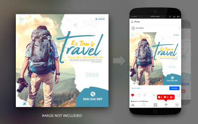 Время путешествовать по месту назначения мечты Instagram и Facebook Post Square Flyer Design Template