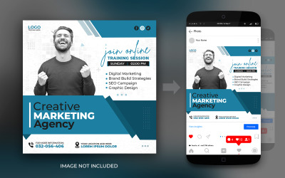 Digitale creatieve marketing Live webinar en zakelijke sociale media Post Banner Flyer-ontwerpsjabloon