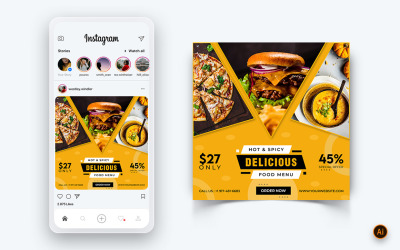 Eten en restaurant biedt kortingen Service Social Media Post Design Template-38