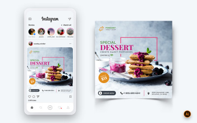 Food and Restaurant Offers Discounts Service Social Media Post Design Template-46