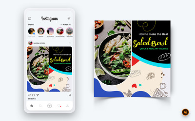 食品和餐厅提供折扣服务社交媒体帖子设计模板 27