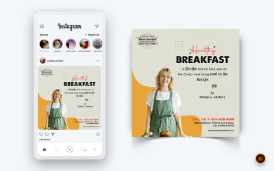 Еда и ресторан предлагает услуги скидок Дизайн поста в социальных сетях Template-62