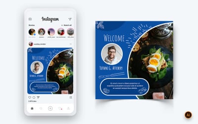 Еда и ресторан предлагает услуги скидок Дизайн поста в социальных сетях Template-64