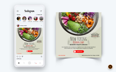 Eten en restaurant biedt kortingen Service Social Media Post Design Template-63