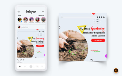 Gardening Social Media Instagram Post Design Template-08