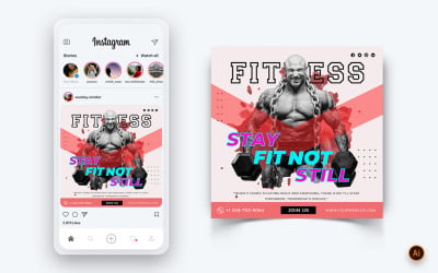 Gym and Fitness Studio Social Media Instagram Post Design Template-17