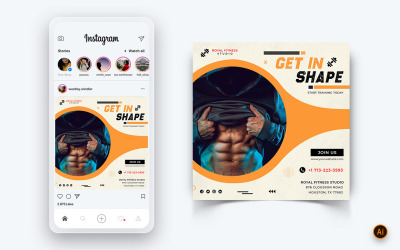 Gym och Fitness Studio Social Media Instagram Post Design Mall-18