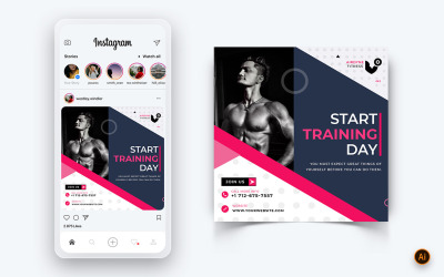 Gym och Fitness Studio Social Media Instagram Post Design Mall-28