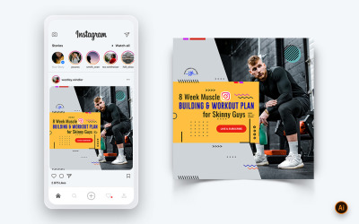 Modèle de conception de publication Instagram sur les médias sociaux pour gymnase et studio de fitness-16
