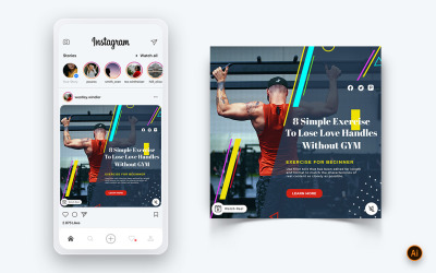 Palestra e fitness Studio Social Media Instagram Post Design Template-05