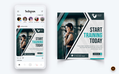 Palestra e Fitness Studio Social Media Instagram Post Design Template-31