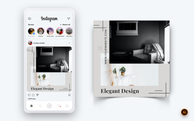 Plantilla de diseño de publicación de Instagram para redes sociales de diseño de interiores y muebles-03