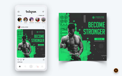 Plantilla de diseño de publicación de Instagram para redes sociales de Gym and Fitness Studio-24