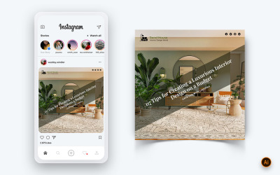 Design interiéru a nábytku Sociální média Šablona návrhu příspěvku Instagram-36