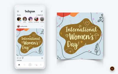 Dünya Kadınlar Günü Sosyal Medya Instagram Post Tasarım Şablonu-06