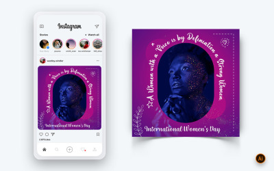 Dünya Kadınlar Günü Sosyal Medya Instagram Post Tasarım Şablonu-10