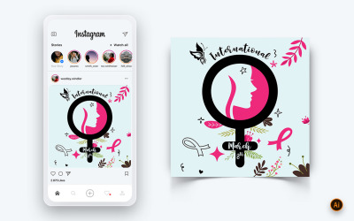 Dünya Kadınlar Günü Sosyal Medya Instagram Post Tasarım Şablonu-16