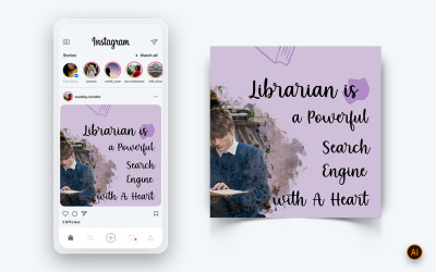 Modèle de conception de publication Instagram sur les médias sociaux de la Journée nationale des bibliothécaires-02