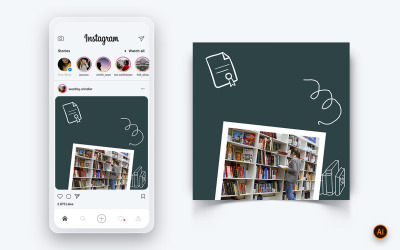 Modelo de Design de Post do Instagram de Mídia Social do Dia Nacional do Bibliotecário-13