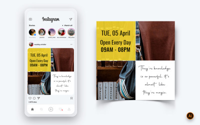 Modelo de Design de Post do Instagram de Mídia Social do Dia Nacional do Bibliotecário-15