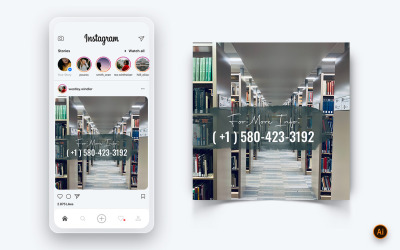 Modelo de Design de Post do Instagram de Mídia Social do Dia Nacional do Bibliotecário-18
