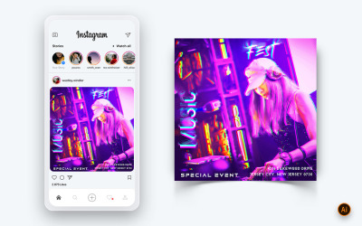 Modelo de design de postagem de mídia social para festa noturna de música no Instagram-06