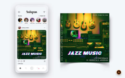 Music Night Party Sociální média Instagram Post Design Template-10