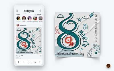 Plantilla de diseño de publicación de Instagram para redes sociales del Día Internacional de la Mujer-01