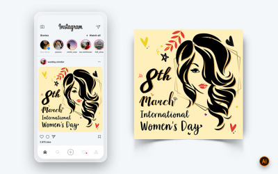Plantilla de diseño de publicación de Instagram para redes sociales del Día Internacional de la Mujer-05