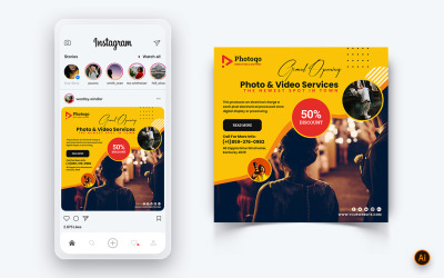 Modèle de conception de publication Instagram sur les médias sociaux pour les services photo et vidéo-03