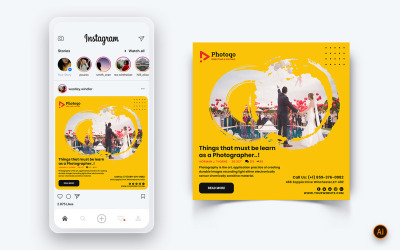 Modèle de conception de publication Instagram sur les médias sociaux pour les services photo et vidéo-04