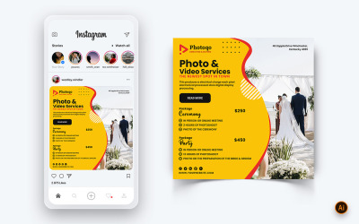 Modèle de conception de publication Instagram sur les médias sociaux pour les services photo et vidéo-07
