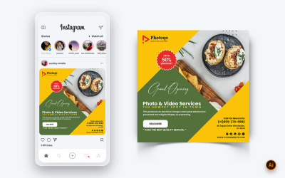 Modèle de conception de publication Instagram sur les médias sociaux pour les services photo et vidéo-09