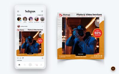 Modèle de conception de publication Instagram sur les médias sociaux pour les services photo et vidéo-12