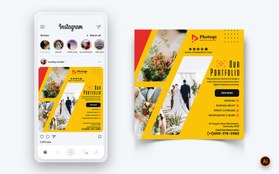 Modèle de conception de publication Instagram sur les médias sociaux pour les services photo et vidéo-14
